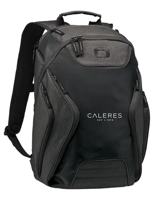 OGIO Black/Heather Grey Hatch Laptop Backpack
 w/Caleres Logo