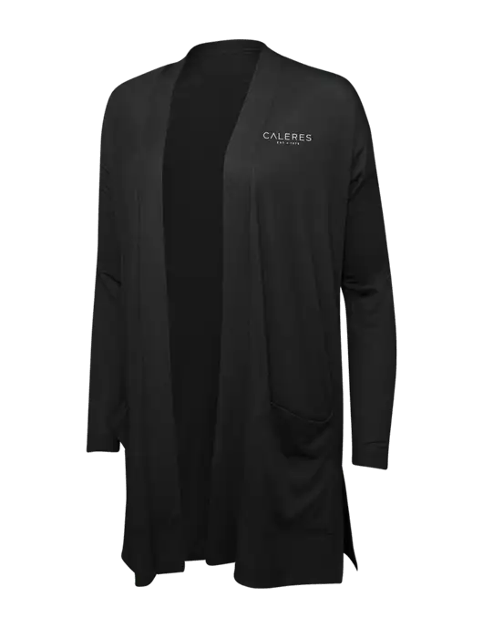 Black Womens Concept Long Pocket Cardigan w/Caleres Logo