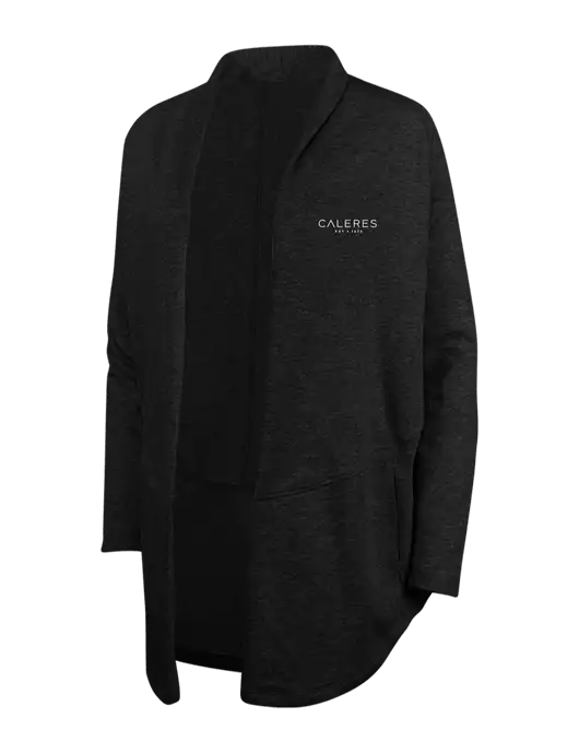Deep Black/Charcoal Heather Womens Interlock Cardigan w/Caleres Logo