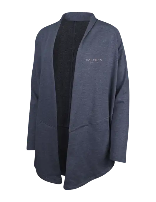 Estate Blue Heather/Charcoal Heather Womens Interlock Cardigan w/Caleres Logo