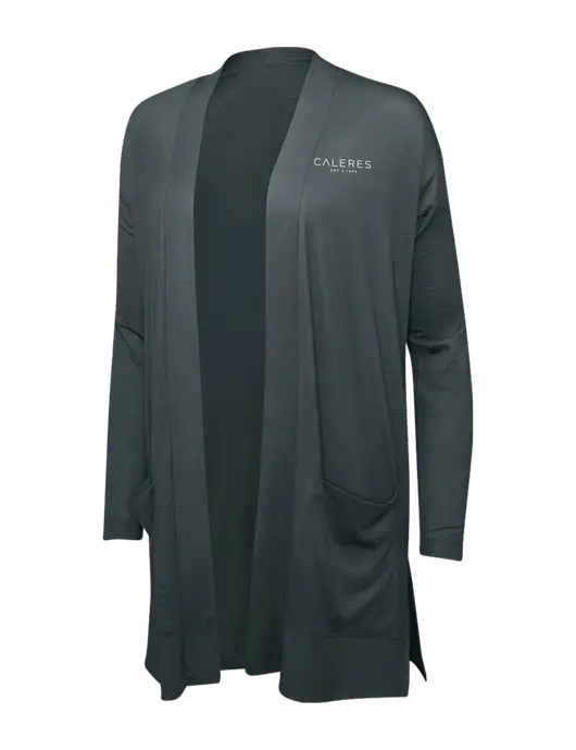 Smoke Grey Womens Concept Long Pocket Cardigan w/Caleres Logo