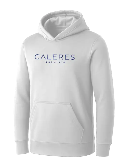 Womens White Core Fleece Pullover Hooded Sweatshirt w/Caleres Logo