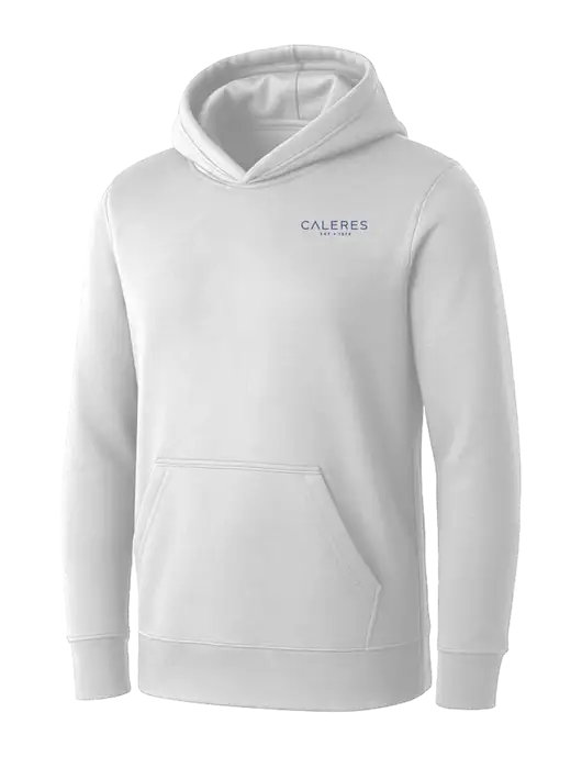 Womens White Core Fleece Pullover Hooded Sweatshirt w/Caleres Logo