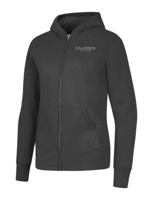 Charcoal Womens Core Fleece Full-Zip Hooded Sweatshirt w/Caleres Logo