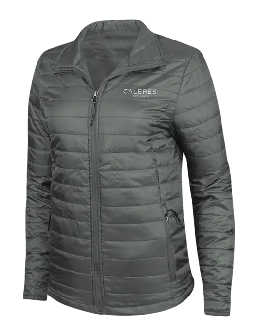Dark Grey Womens Puffy Packable Jacket w/Caleres Logo