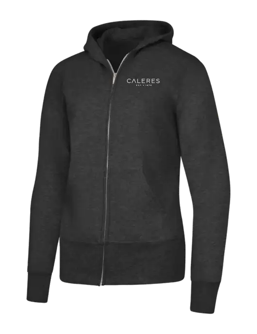 Dark Heather Grey Womens Core Fleece Full-Zip Hooded Sweatshirt w/Caleres Logo