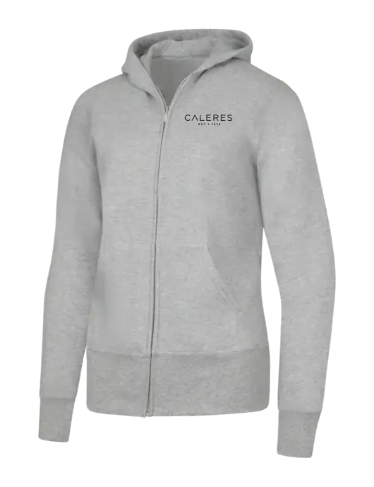 Grey Heather Womens Core Fleece Full-Zip Hooded Sweatshirt w/Caleres Logo