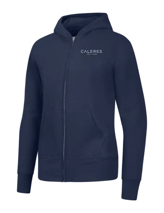 Navy Womens Core Fleece Full-Zip Hooded Sweatshirt w/Caleres Logo