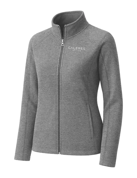 Medium Grey Womens Heather Microfleece Full-Zip Jacket w/Caleres Logo
