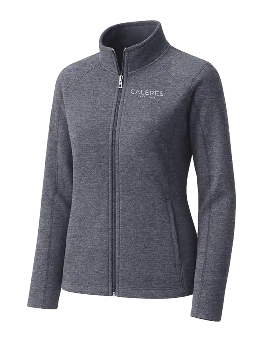 Light Navy Heather Womens Microfleece Full-Zip Jacket w/Caleres Logo