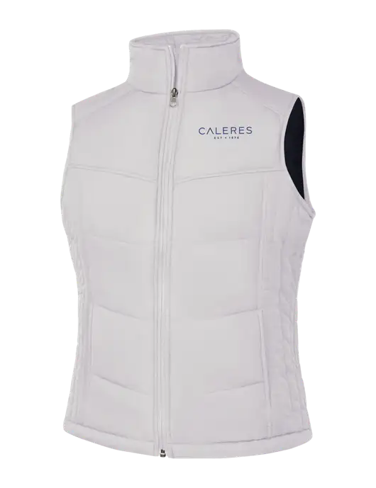 Womens White/Dark Slate Puffy Vest w/Caleres Logo
