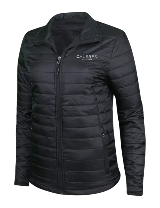 Womens Black Puffy Packable Jacket w/Caleres Logo