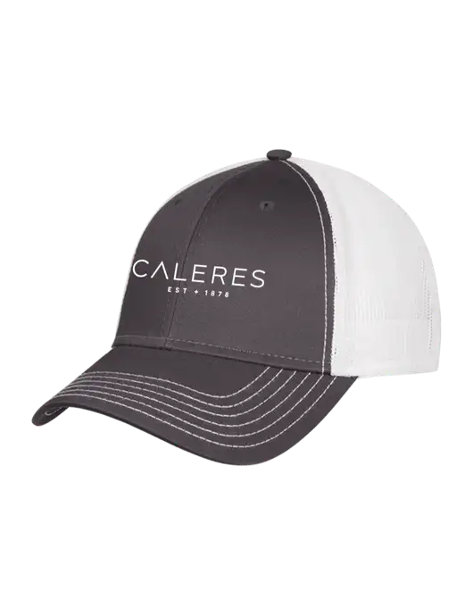 Dark Grey/White Mesh Trucker Cap Snap Back w/Caleres Logo