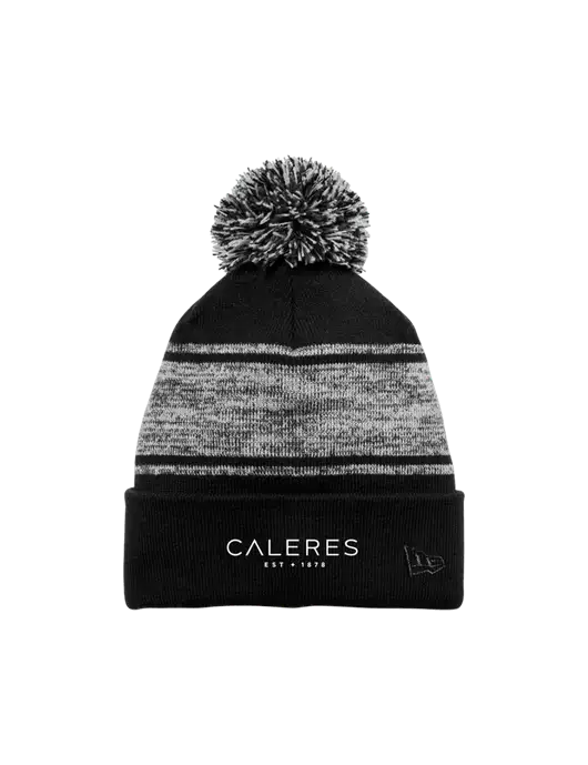 New Era Black/Charcoal Knit Chilled Pom Beanie w/Caleres Logo