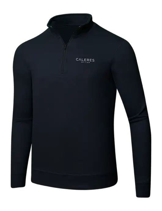Jet Black 8.5 oz Ring Spun 1/4 Zip Pullover Sweatshirt w/Caleres Logo