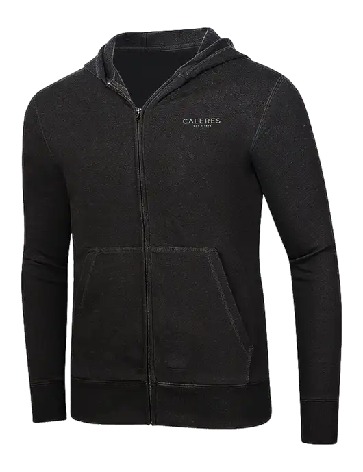 Full-Zip Black Heavyweight Hooded Sweatshirt w/Caleres Logo